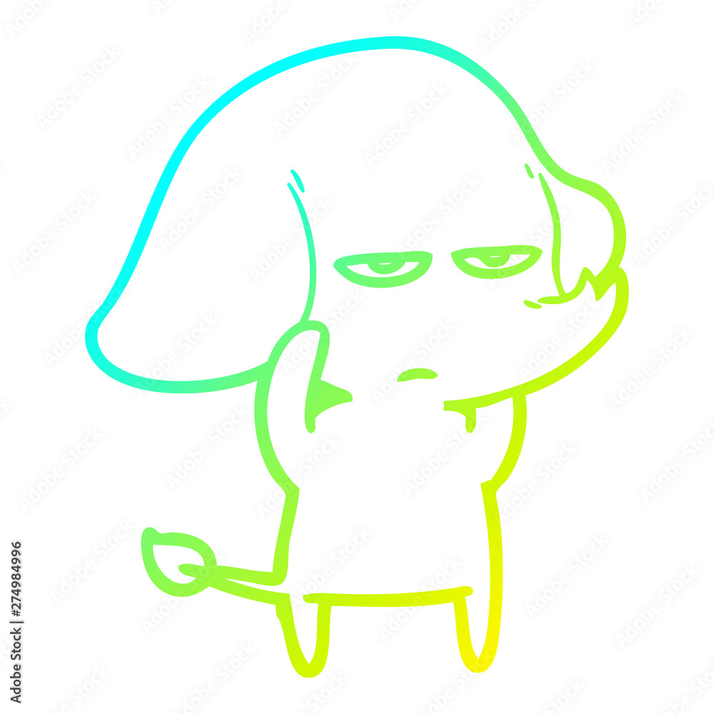 Obraz premium cold gradient line drawing annoyed cartoon elephant