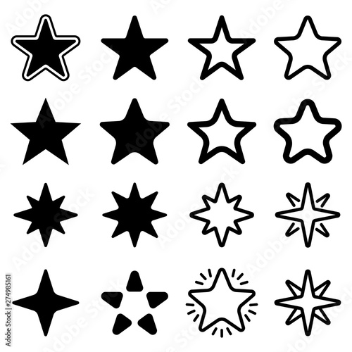 Star collection. Different stars set. Vector