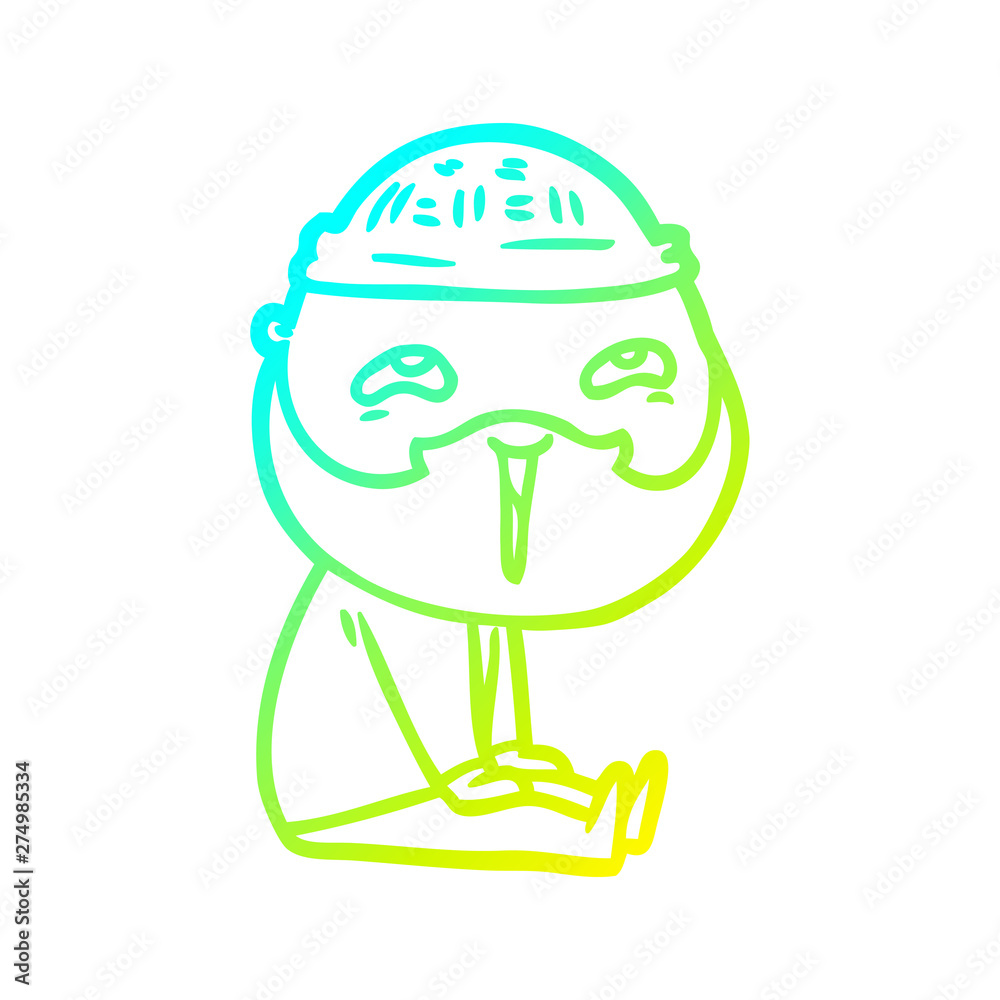 cold gradient line drawing cartoon happy bearded man cold gradient line drawing cartoon happy bearded man