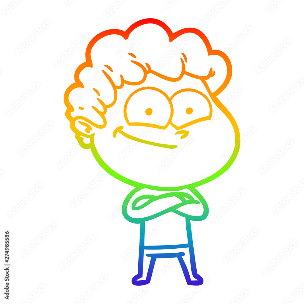 rainbow gradient line drawing cartoon happy man rainbow gradient line drawing cartoon happy man