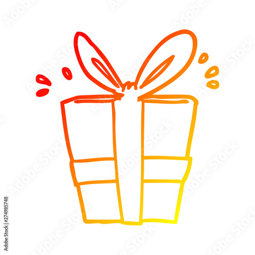 warm gradient line drawing wrapped gift