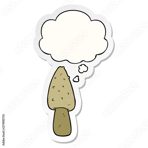 cartoon mushroom and thought bubble as a printed sticker