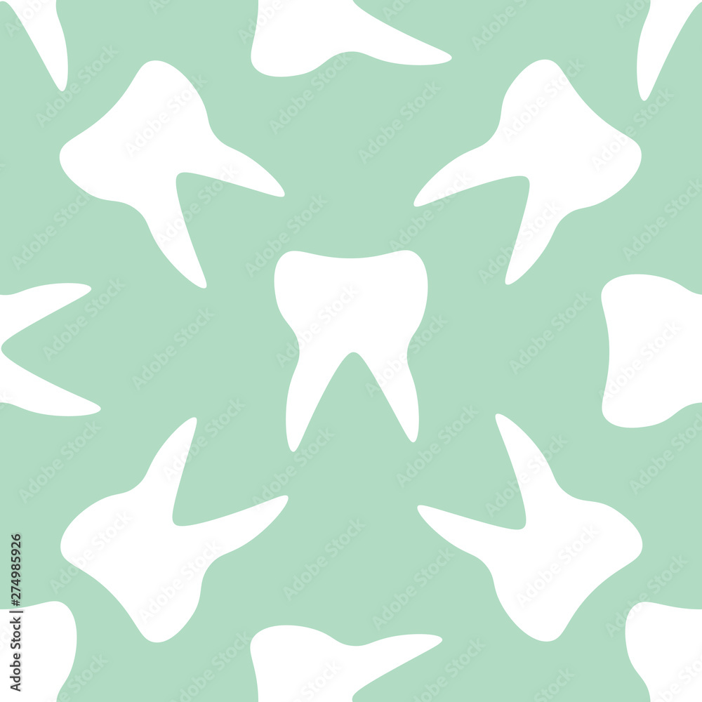 Obraz premium Tooth abstract seamless pattern. Medical background. Vector illustration.