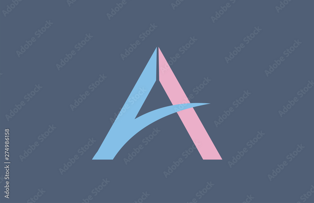 blue pink orange A alphabet letter logo icon design sign