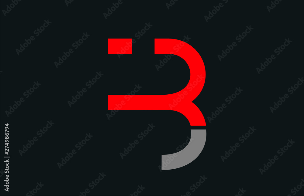 red grey B alphabet letter logo icon design sign red grey B alphabet letter logo icon design sign