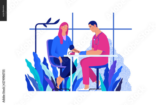 Medical tests Blue illustration - blood pressure test