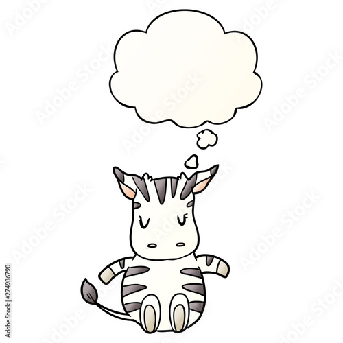 cartoon zebra and thought bubble in smooth gradient style