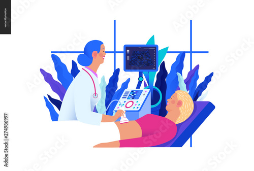 Medical tests Blue illustration - ultrosound photo