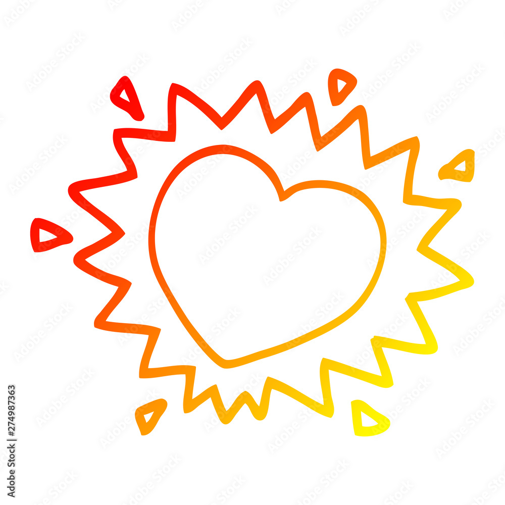 warm gradient line drawing cartoon flaming heart warm gradient line drawing cartoon flaming heart