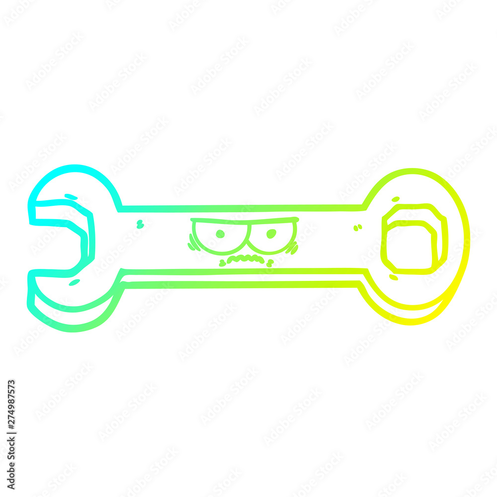 cold gradient line drawing cartoon spanner cold gradient line drawing cartoon spanner