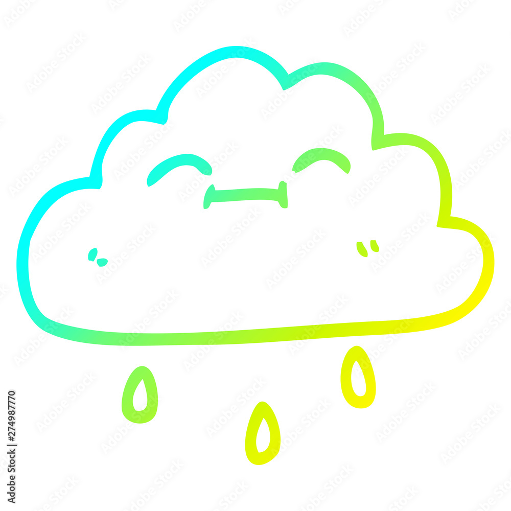 cold gradient line drawing cartoon happy rain cloud cold gradient line drawing cartoon happy rain cloud