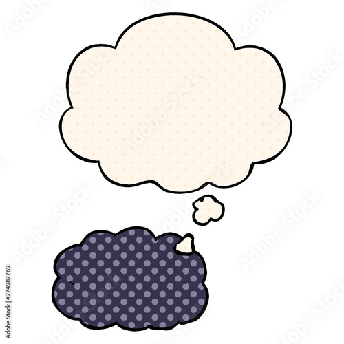 cartoon cloud and thought bubble in comic book style