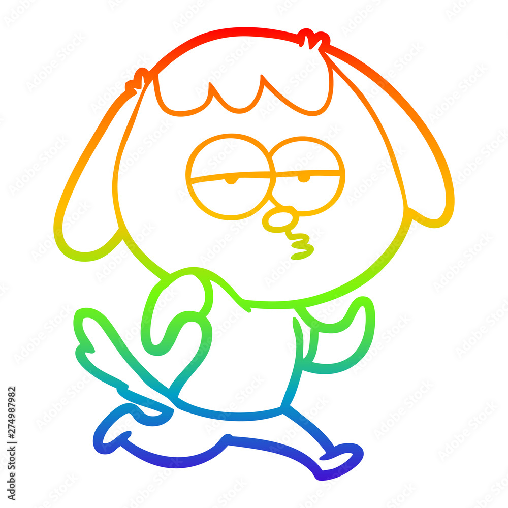 Obraz premium rainbow gradient line drawing cartoon bored dog