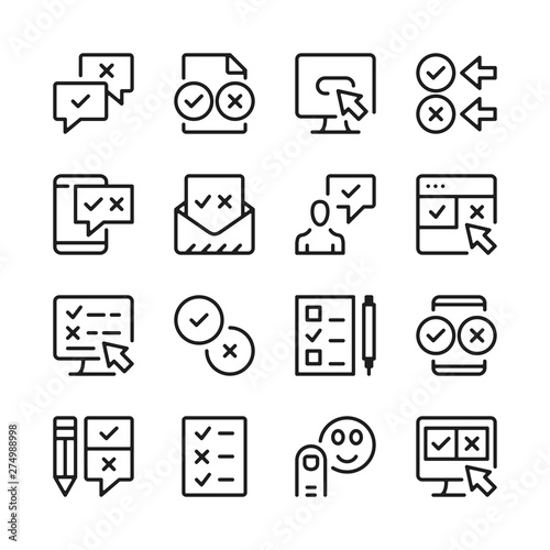 Survey line icons set. Modern graphic design concepts, simple outline elements collection. Vector line icons