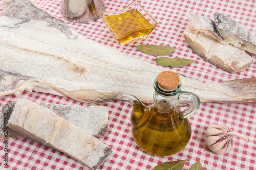 salted codfish on table cloth