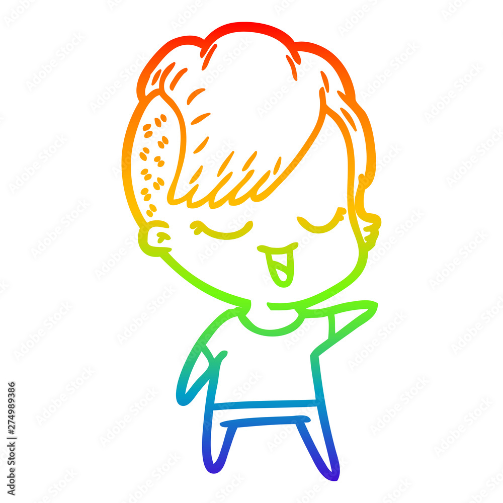rainbow gradient line drawing happy cartoon girl rainbow gradient line drawing happy cartoon girl