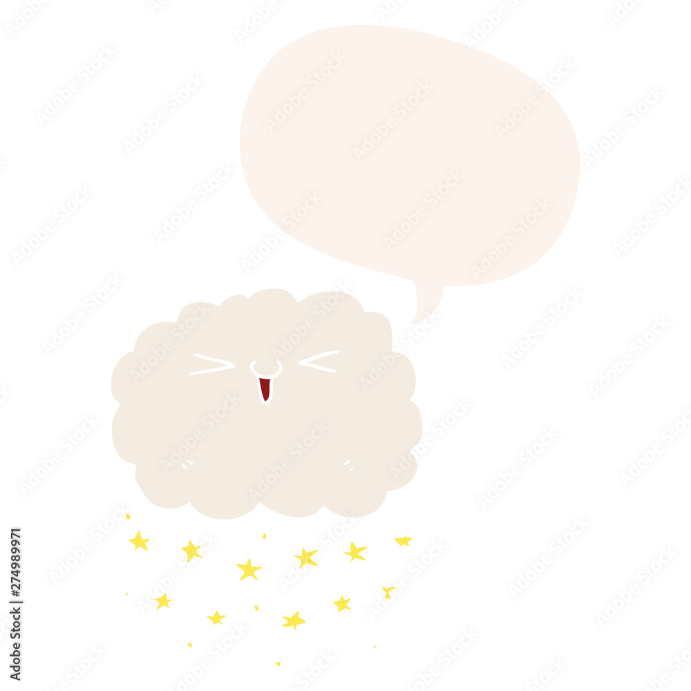 happy cartoon cloud and speech bubble in retro style happy cartoon cloud and speech bubble in retro style
