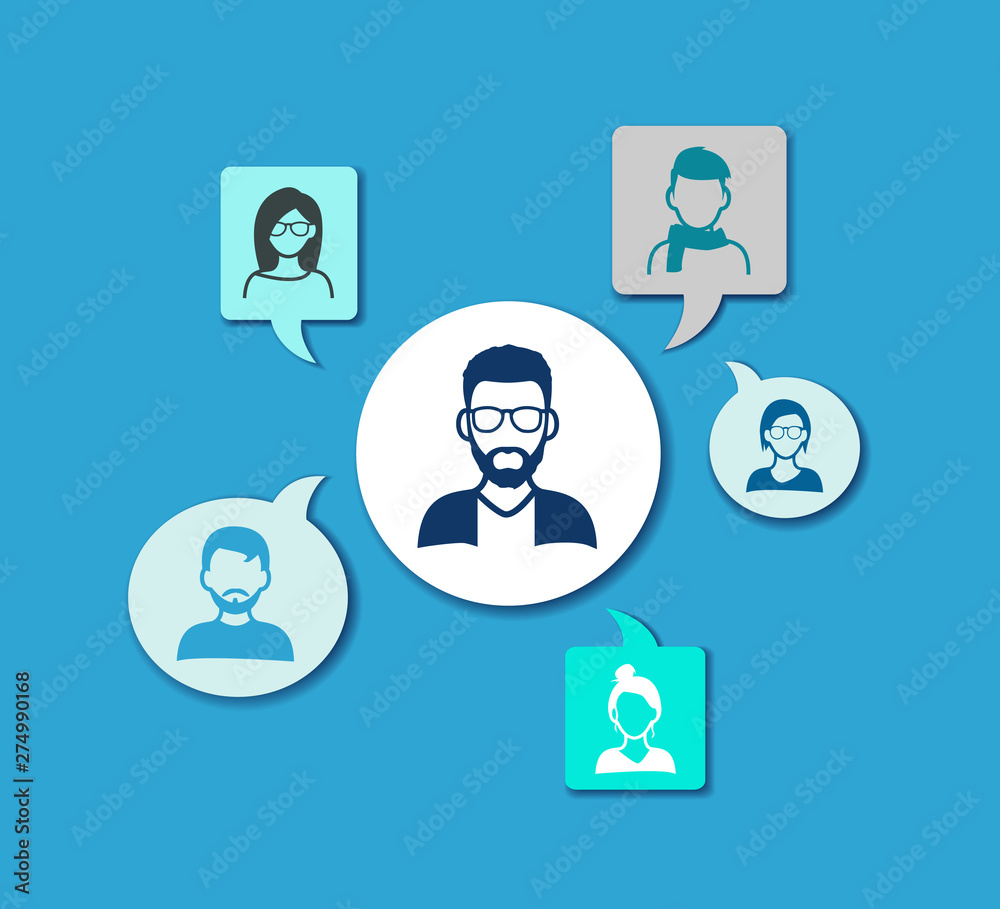 network of people - social network / teamwork / group communication - vector illustration