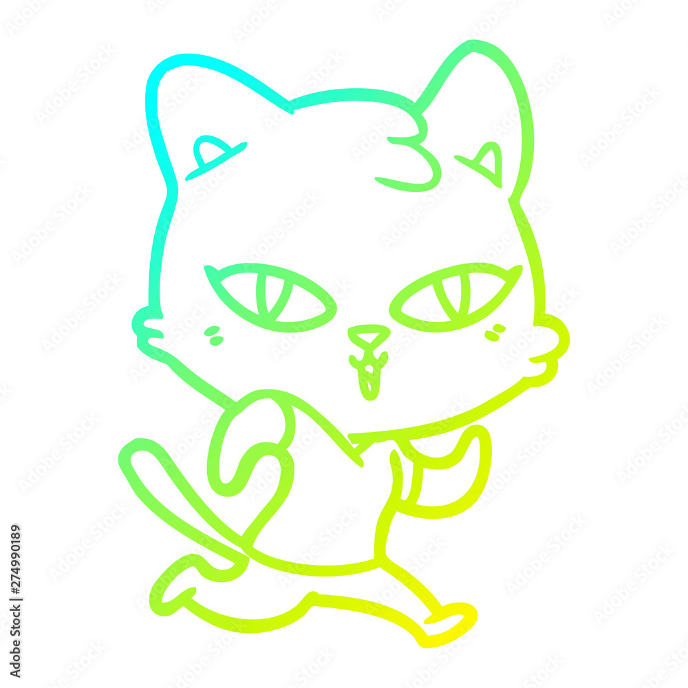 cold gradient line drawing cartoon cat out for a run cold gradient line drawing cartoon cat out for a run