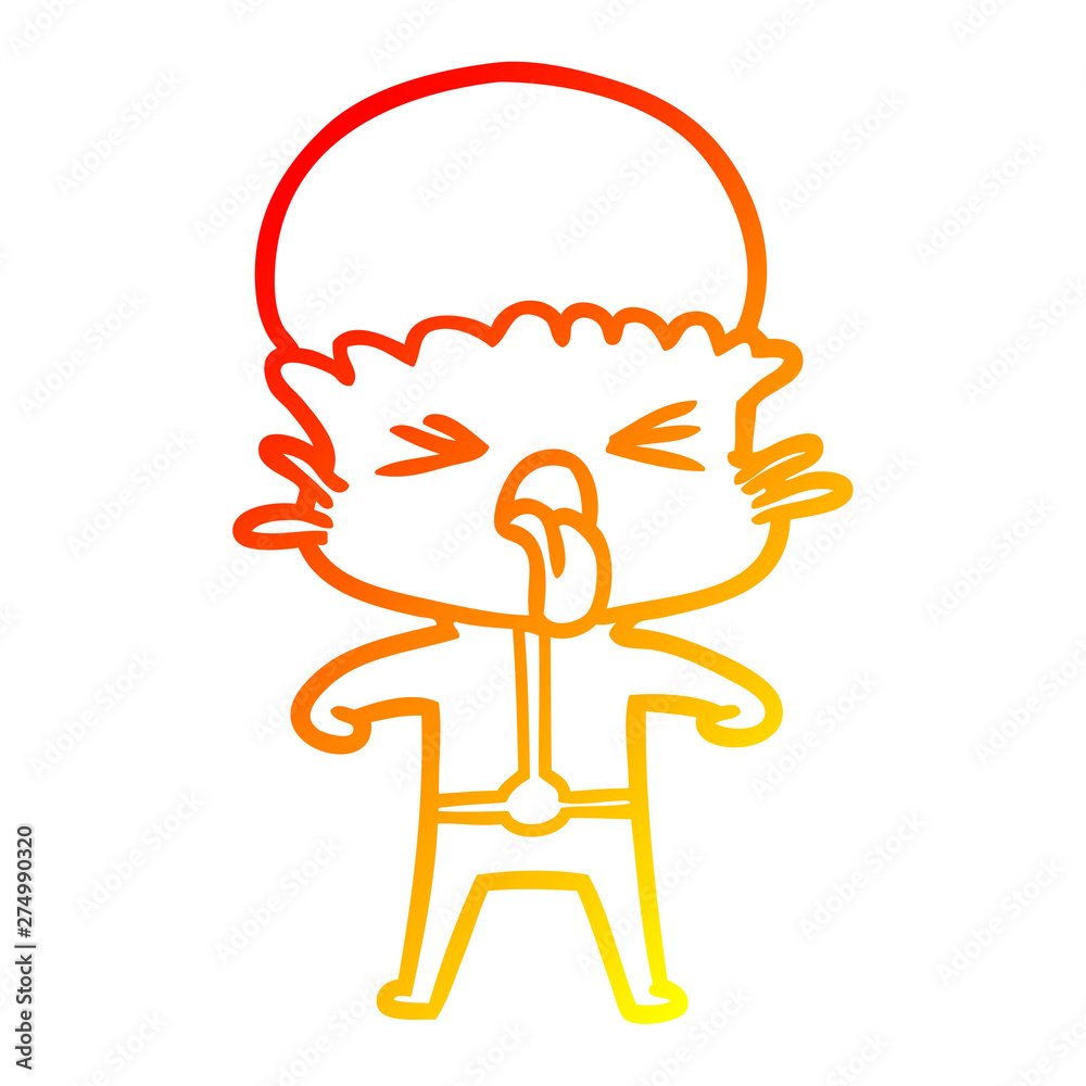 warm gradient line drawing disgusted cartoon alien warm gradient line drawing disgusted cartoon alien