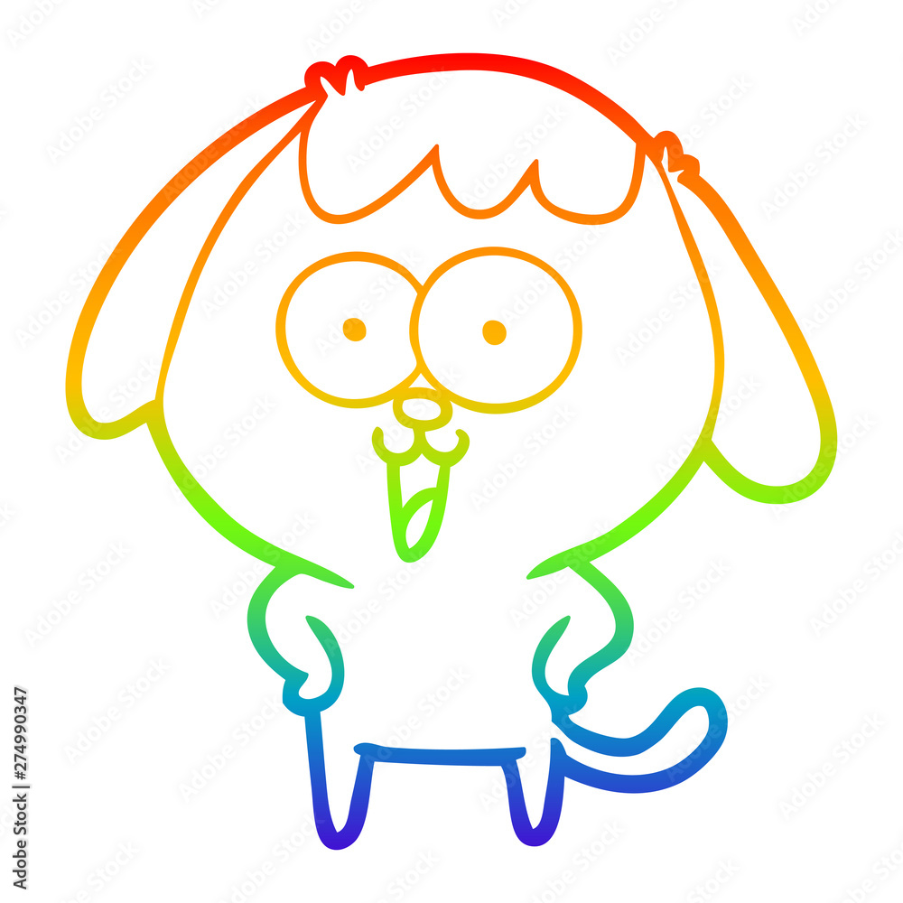 Obraz premium rainbow gradient line drawing cute cartoon dog