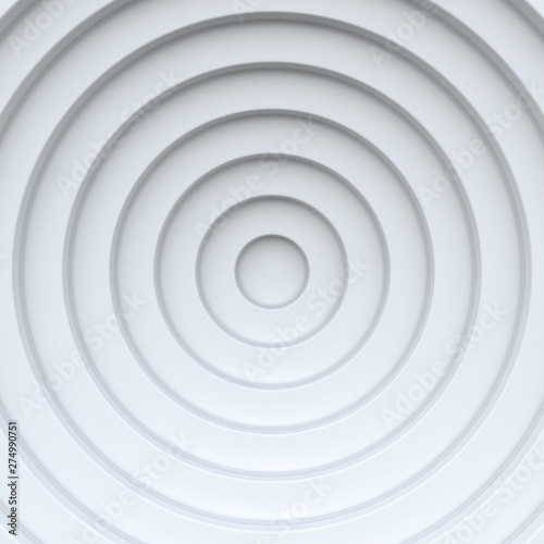 White concentric circle abstract background 3D