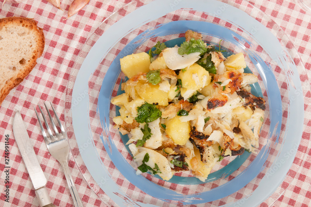 Grilled Codfish with potatoes and olive oil. Grilled Codfish with potatoes and olive oil.