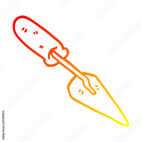 warm gradient line drawing cartoon trowel