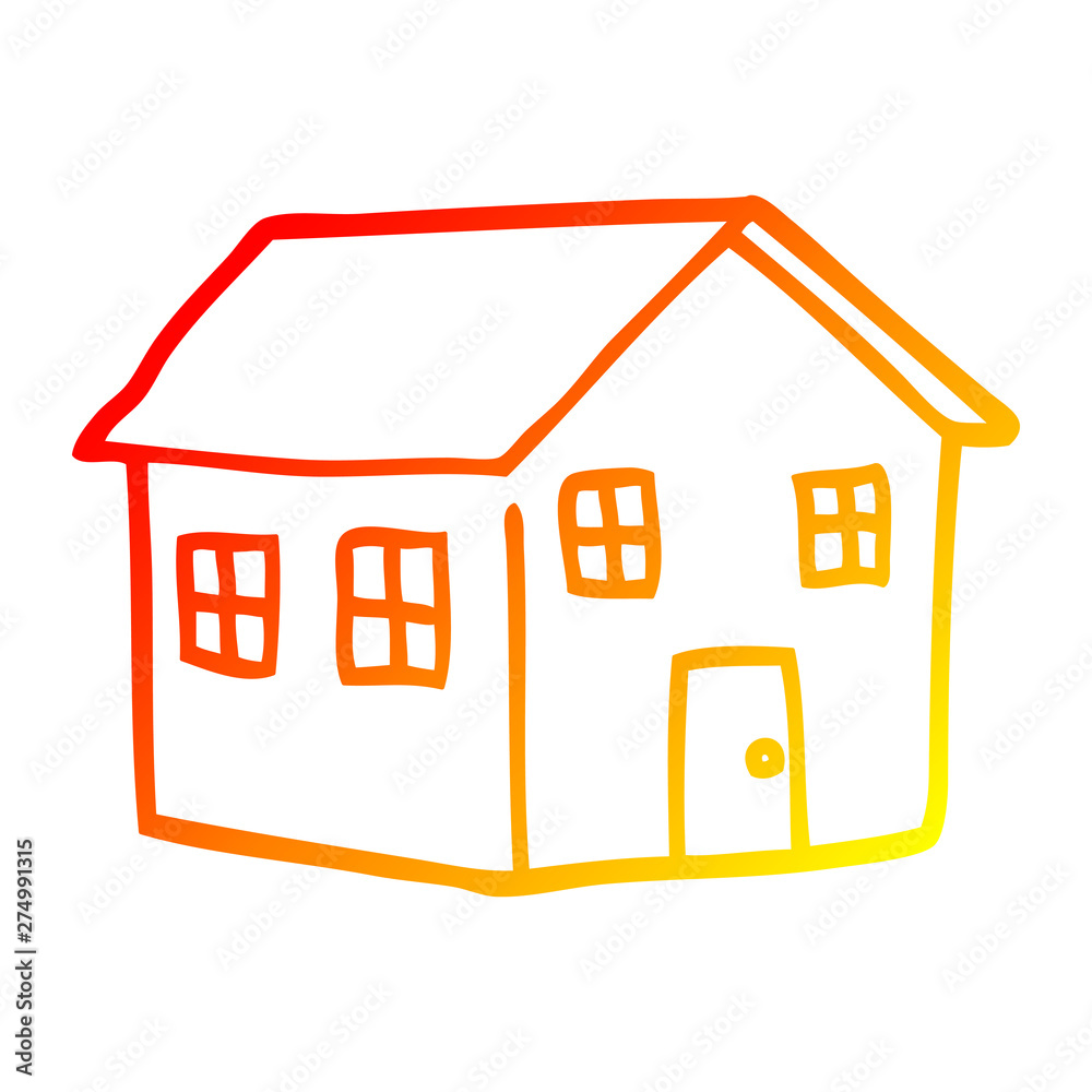 warm gradient line drawing cartoon house warm gradient line drawing cartoon house