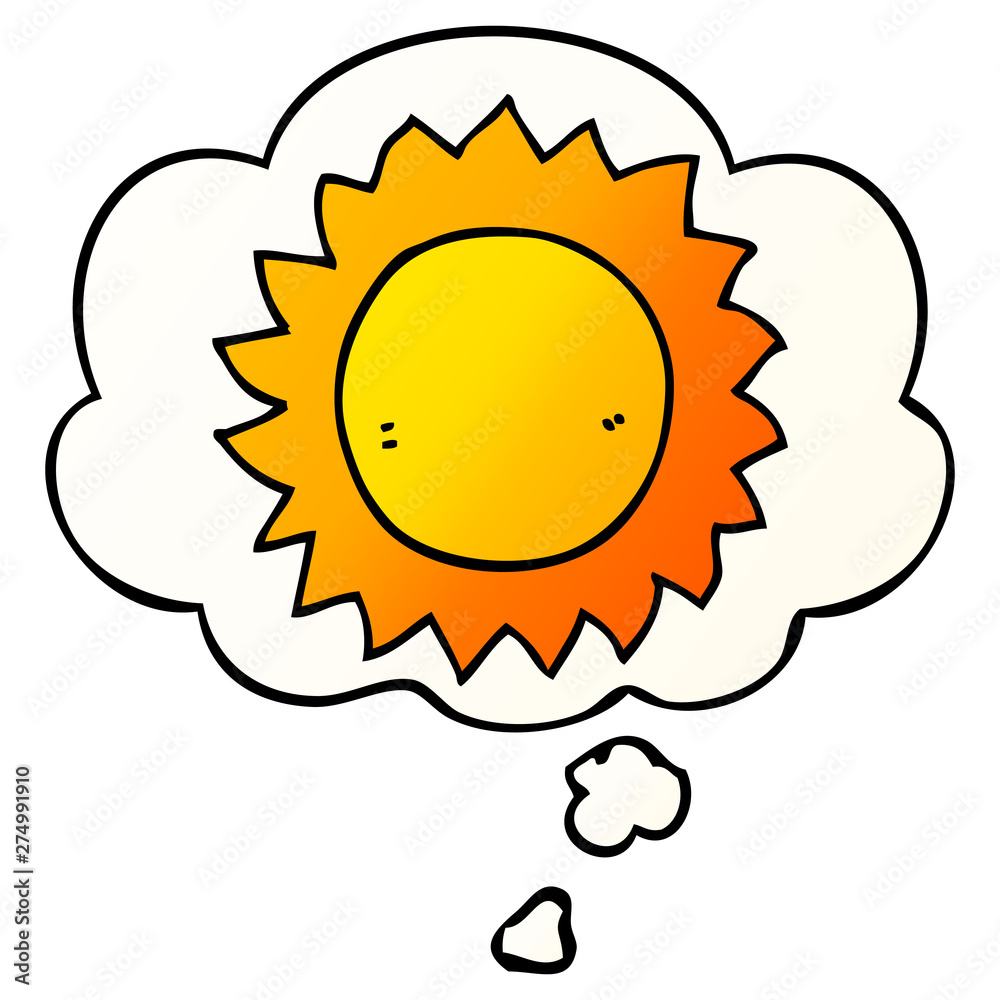 cartoon sun and thought bubble in smooth gradient style cartoon sun and thought bubble in smooth gradient style