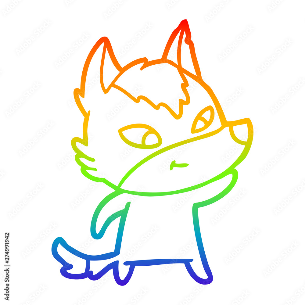 rainbow gradient line drawing friendly cartoon wolf rainbow gradient line drawing friendly cartoon wolf