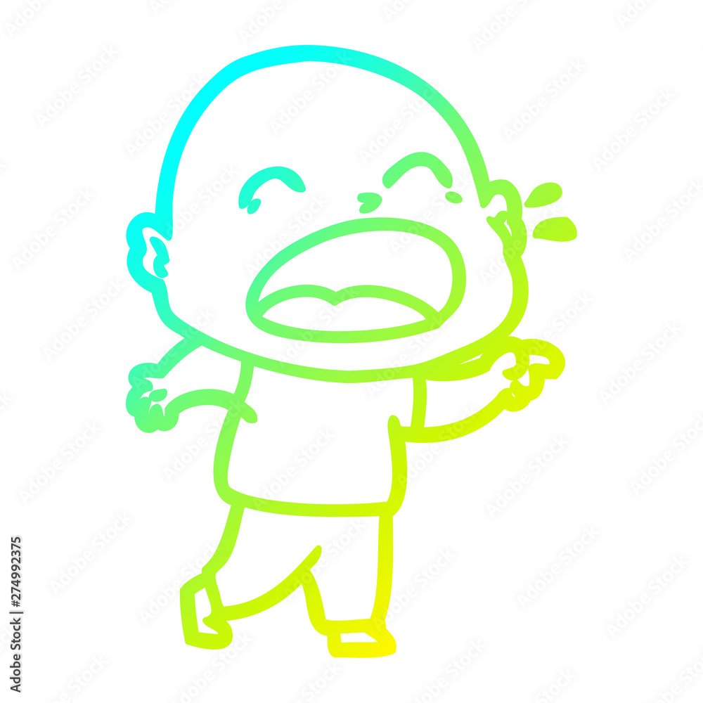 cold gradient line drawing cartoon shouting bald man cold gradient line drawing cartoon shouting bald man