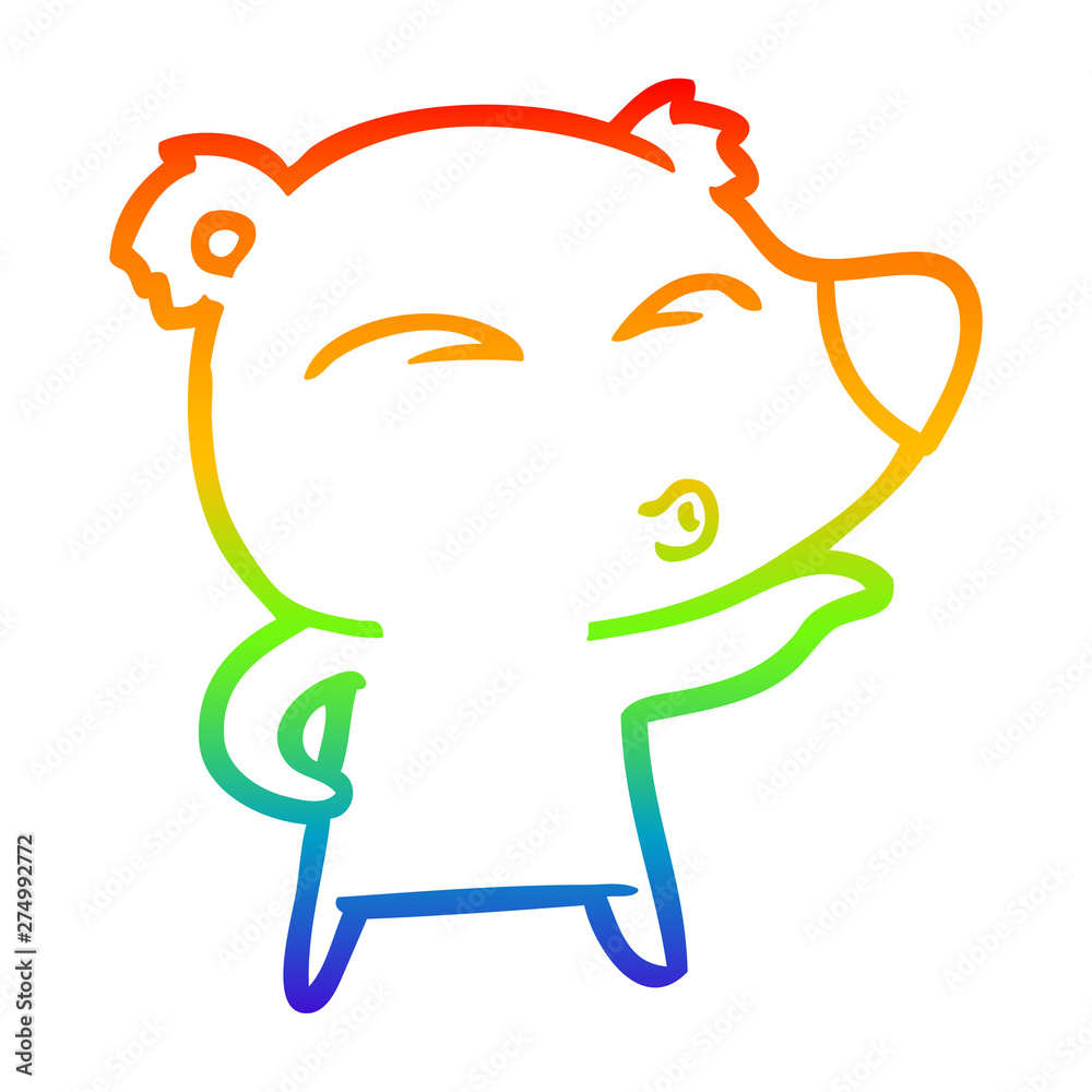 rainbow gradient line drawing cartoon whistling bear rainbow gradient line drawing cartoon whistling bear