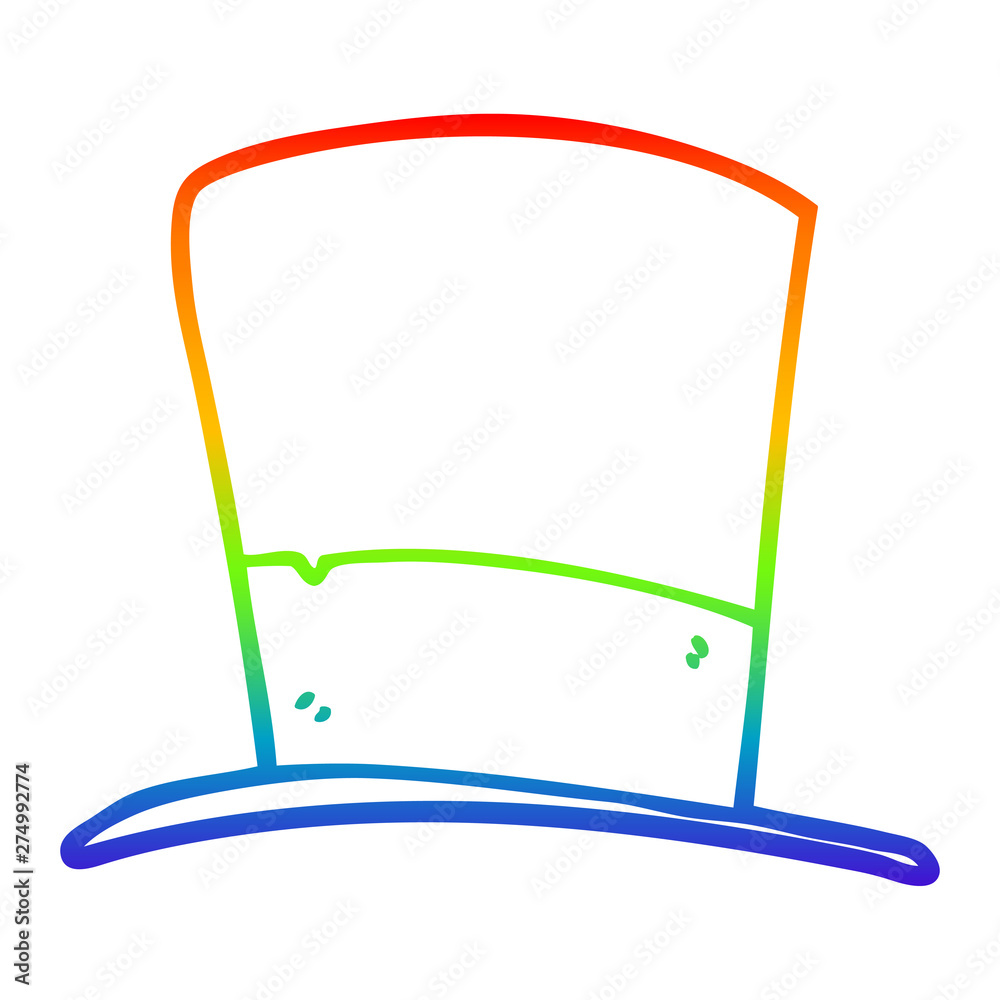 rainbow gradient line drawing cartoon top hat rainbow gradient line drawing cartoon top hat