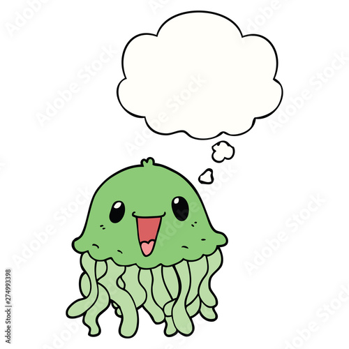 cartoon jellyfish and thought bubble