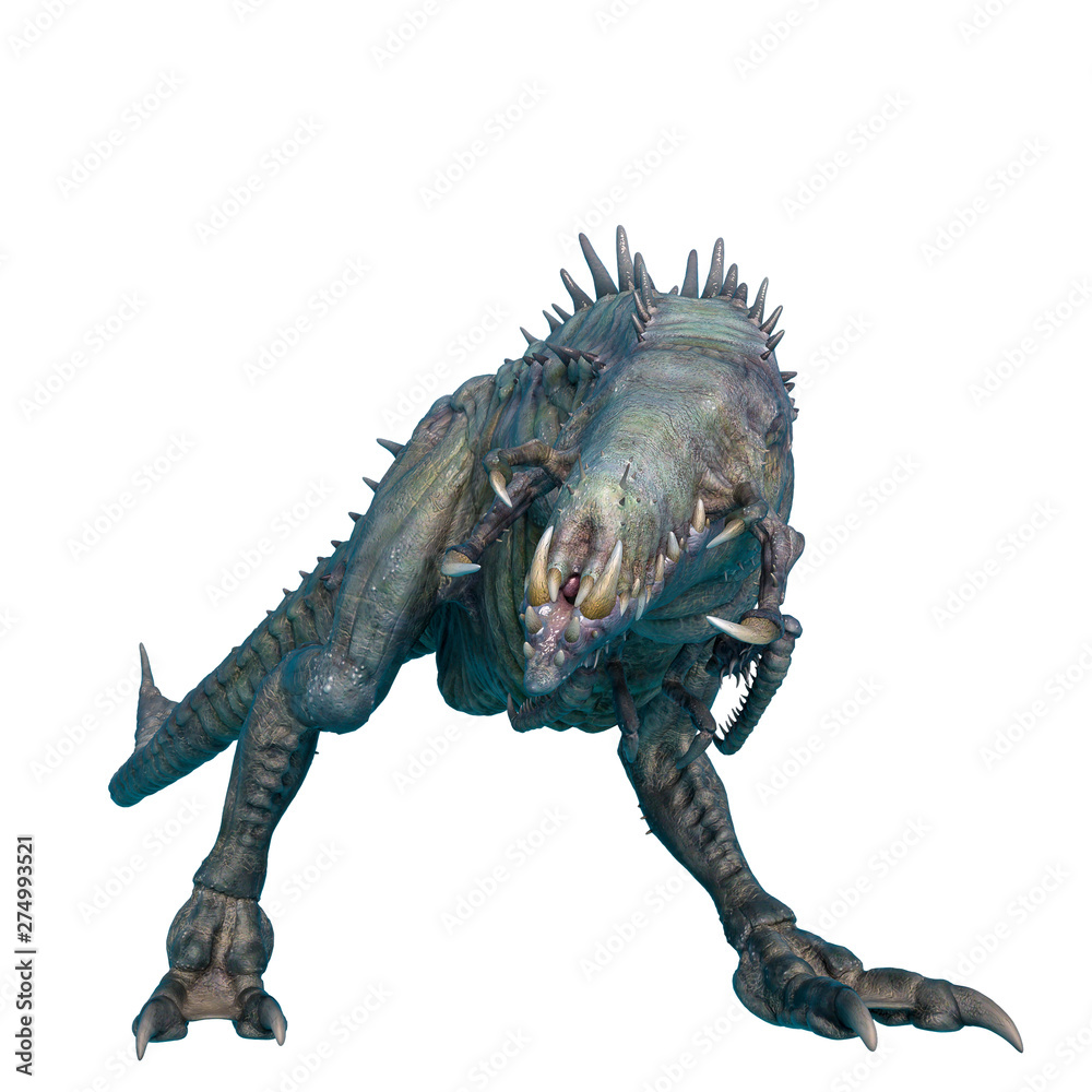 Fototapeta premium alien animal on prowling pose in a white background