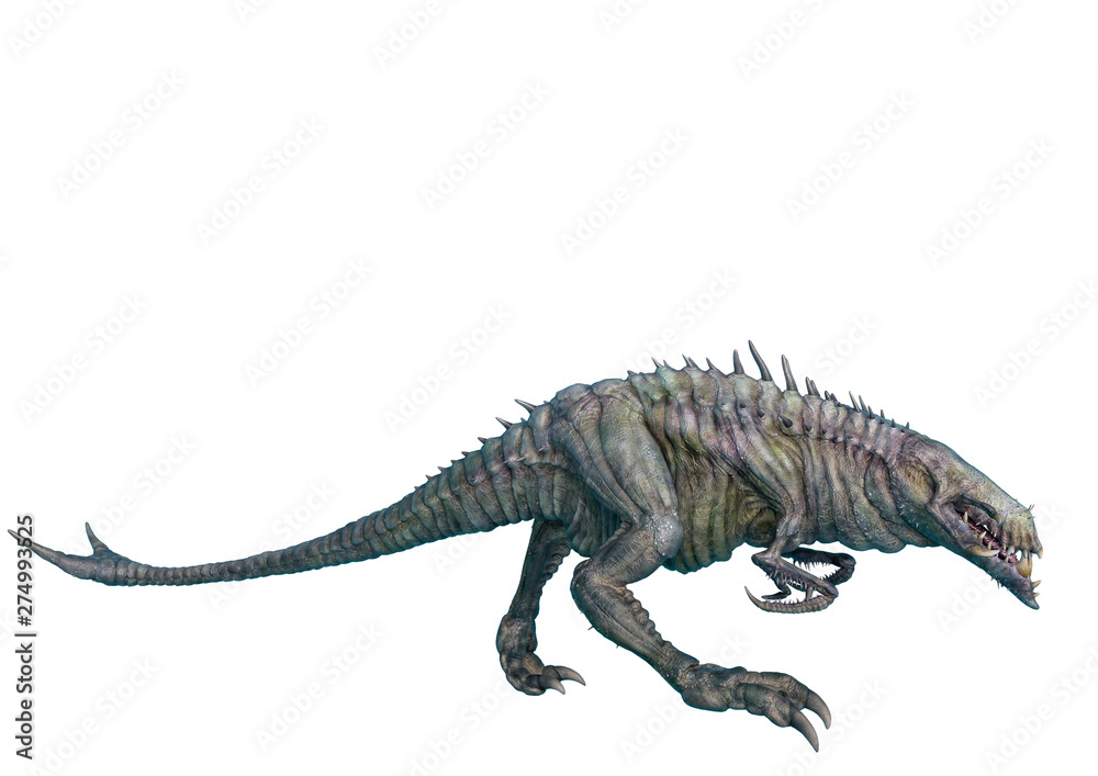 alien animal on side run in a white background alien animal on side run in a white background