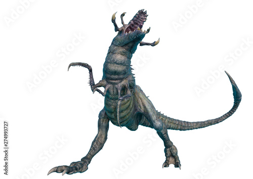 alien animal on battlecry pose in a white background photo