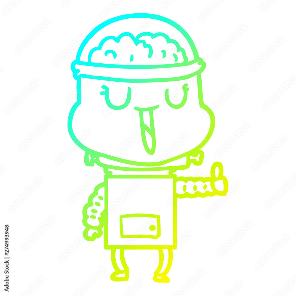 cold gradient line drawing happy cartoon robot cold gradient line drawing happy cartoon robot