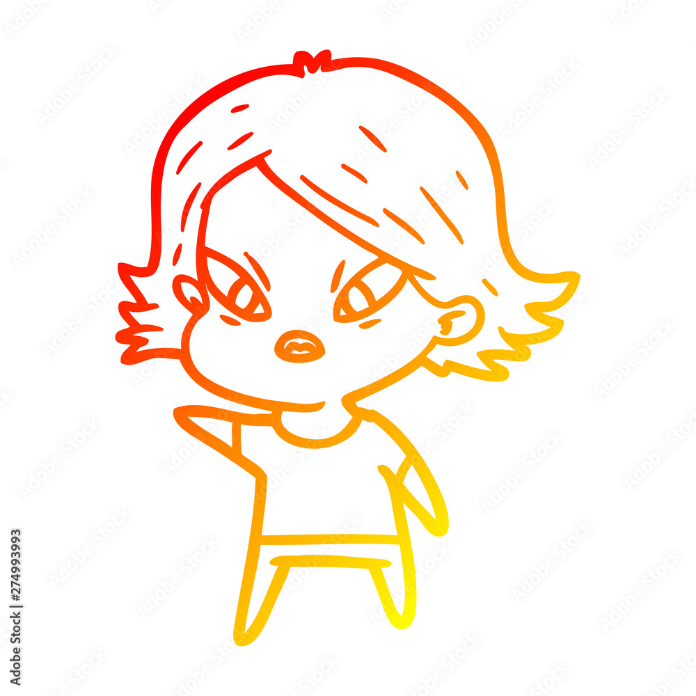 warm gradient line drawing cartoon stressed woman warm gradient line drawing cartoon stressed woman