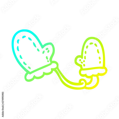 cold gradient line drawing cartoon mittens