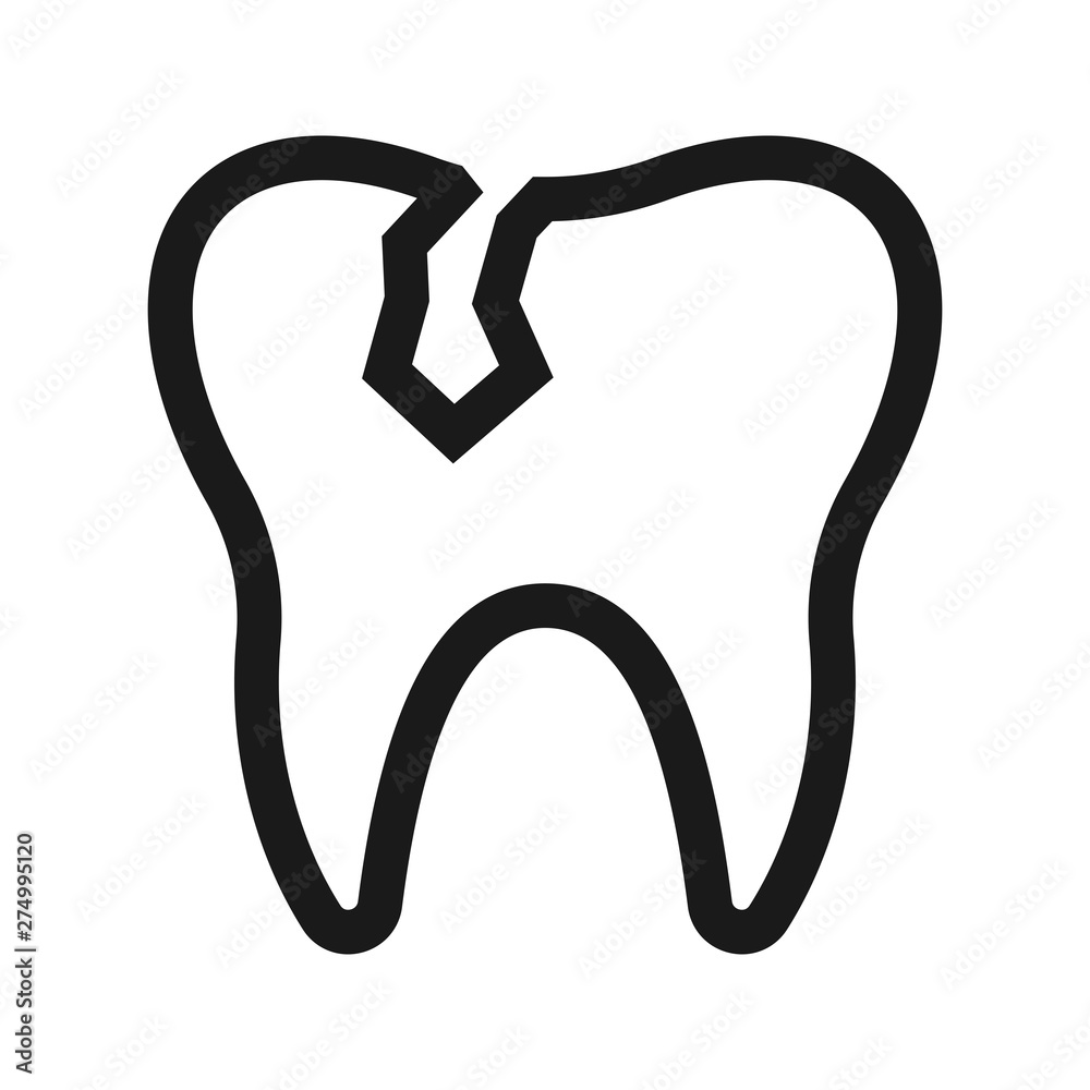 broken tooth - minimal line web icon. simple vector illustration. concept for infographic, website or app. broken tooth - minimal line web icon. simple vector illustration. concept for infographic, website or app.