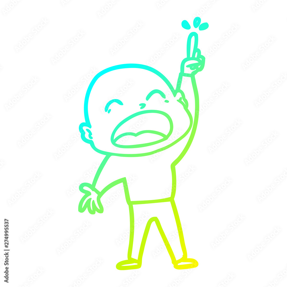 cold gradient line drawing cartoon shouting bald man cold gradient line drawing cartoon shouting bald man