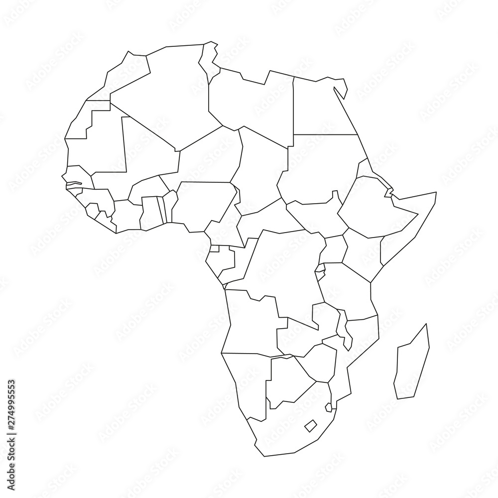 political-map-of-africa-simplified-black-wireframe-outline-vector-the