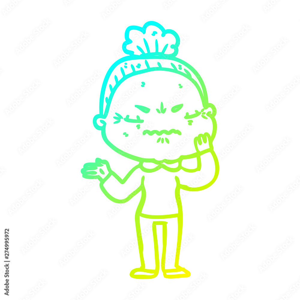cold gradient line drawing cartoon annoyed old lady cold gradient line drawing cartoon annoyed old lady