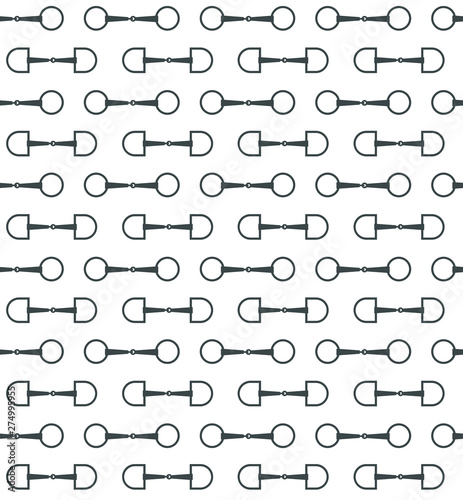 Vector seamless pattern of horse equestrian bits isolated on white background