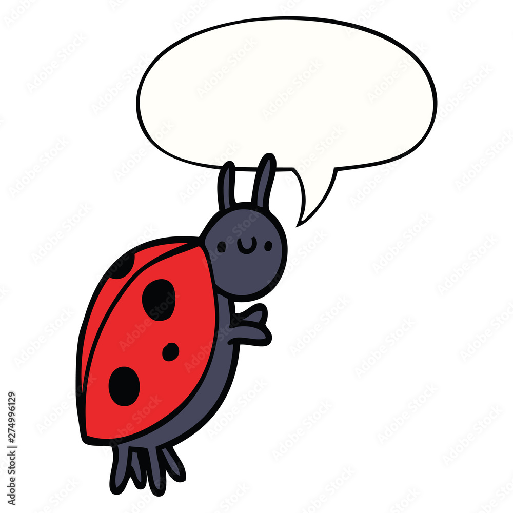 Obraz premium cartoon ladybug and speech bubble