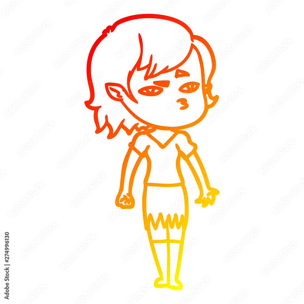 warm gradient line drawing cartoon vampire girl warm gradient line drawing cartoon vampire girl