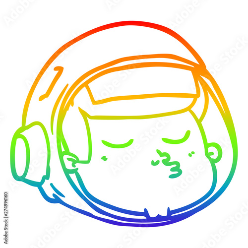 rainbow gradient line drawing cartoon astronaut face