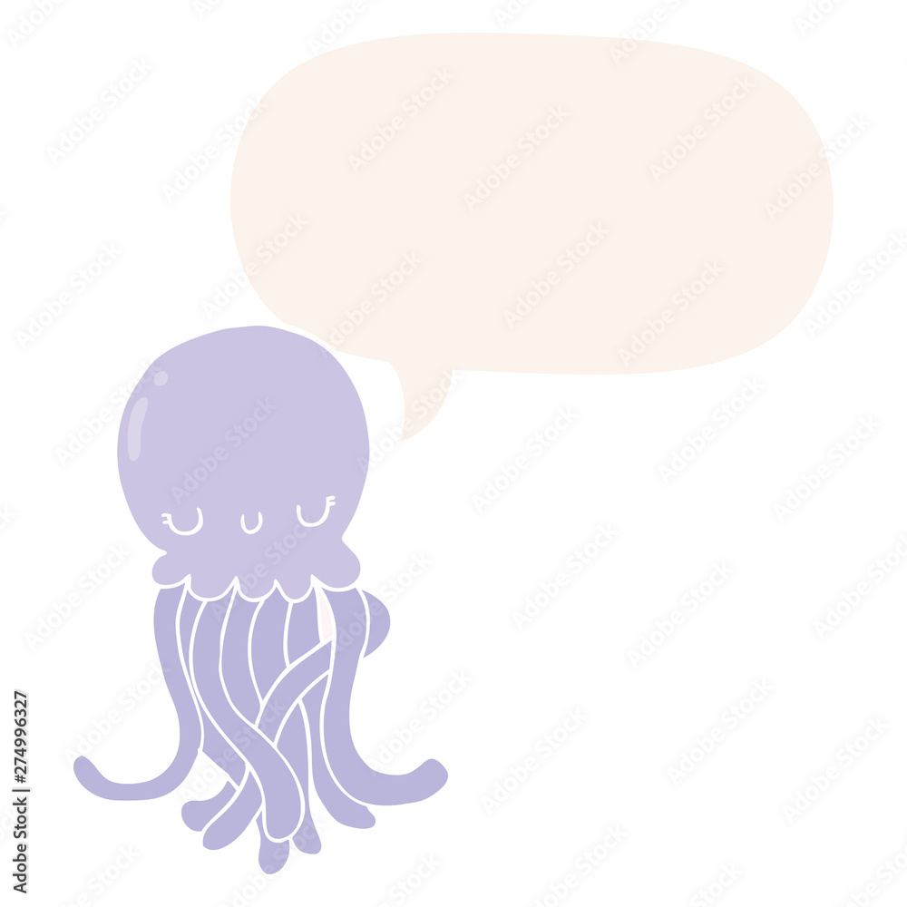 cute cartoon jellyfish and speech bubble in retro style cute cartoon jellyfish and speech bubble in retro style